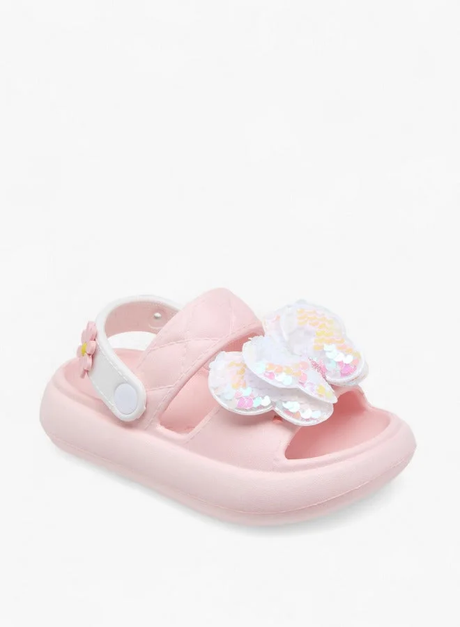 Aqua Girls Butterfly Applique Detail Slides with Backstrap