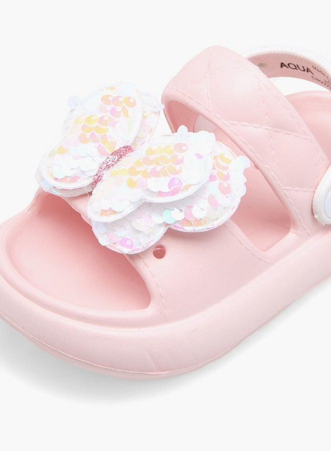 أكوا شباشب بناتي بتفاصيل فراشة مع حزام خلفي - Image 5