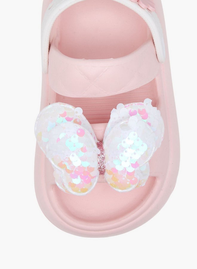 أكوا شباشب بناتي بتفاصيل فراشة مع حزام خلفي - Image 4