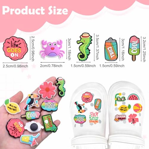 MAYCREATE® 30Pcs Fashion Cartoon Clog Shoe Charms, Summer Vibe DIY Shoe Charms for Crocs, Assorted PVC Soft Rubber Cartoon Slipper Decorations - Image 2