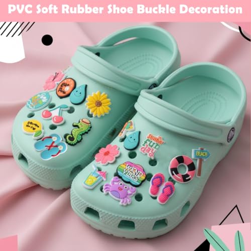 MAYCREATE® 30Pcs Fashion Cartoon Clog Shoe Charms, Summer Vibe DIY Shoe Charms for Crocs, Assorted PVC Soft Rubber Cartoon Slipper Decorations - Image 3