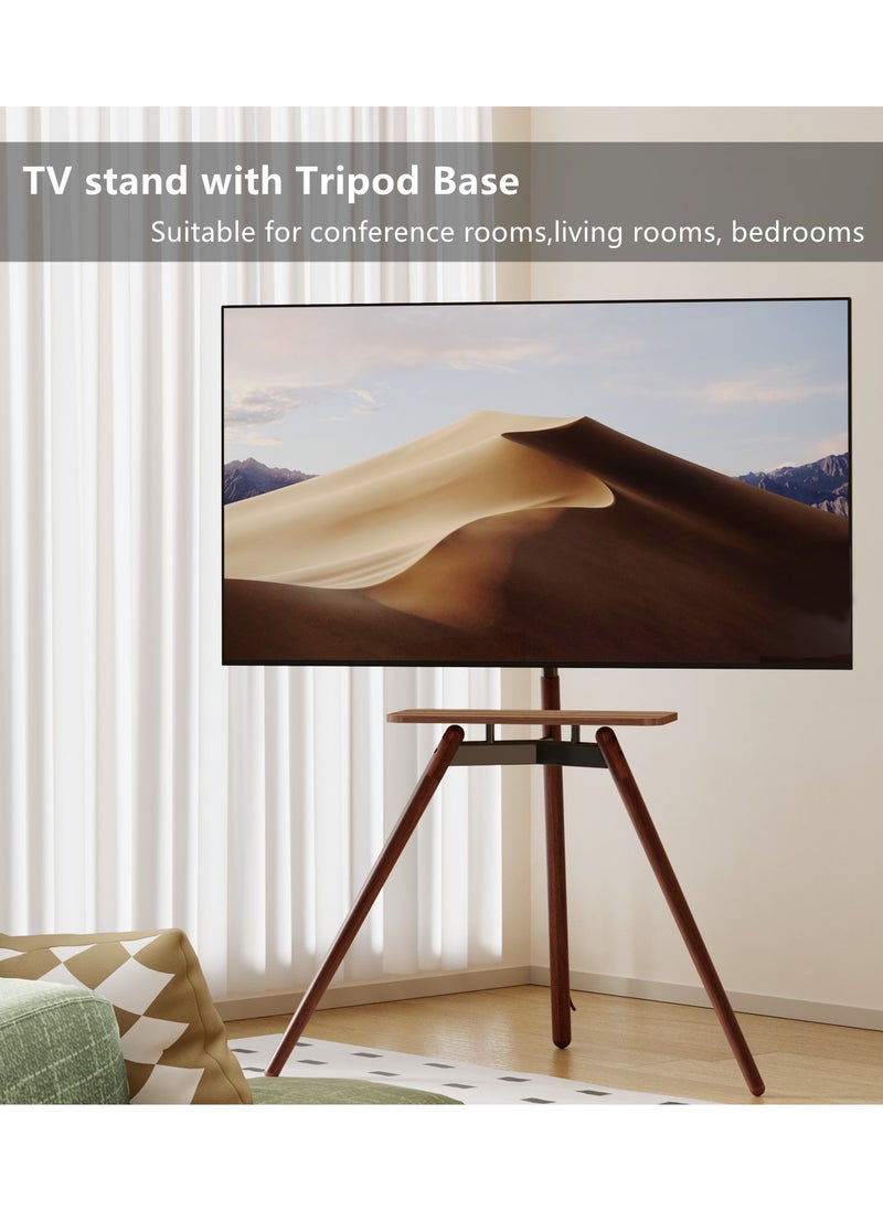 HXDream TV Stand,Tripod Base,adjustable height and pitch angle,Fits 32-75 inch TV or Monitor,with storage panel,Suitable for conference rooms,living rooms, bedrooms(White)  - Image 2