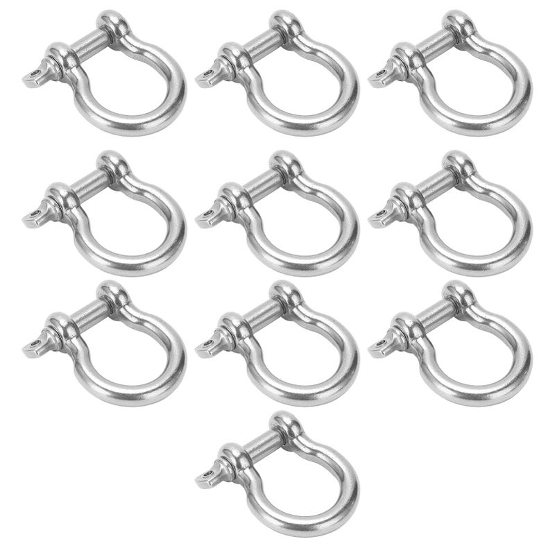 10Pcs Bow Shackle D Anchor Load Stainless Steel UShape for Camping Hiking Climbing M5 - Image 4