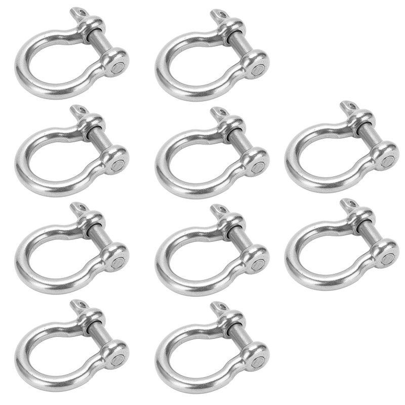 10Pcs Bow Shackle D Anchor Load Stainless Steel UShape for Camping Hiking Climbing M5 - Image 2