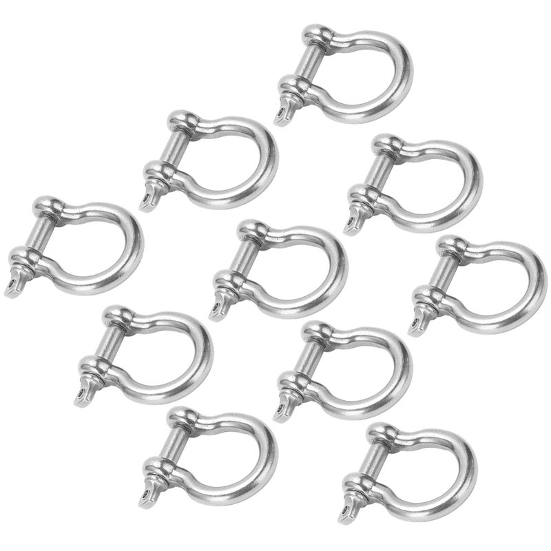 10Pcs Bow Shackle D Anchor Load Stainless Steel UShape for Camping Hiking Climbing M5 - Image 1