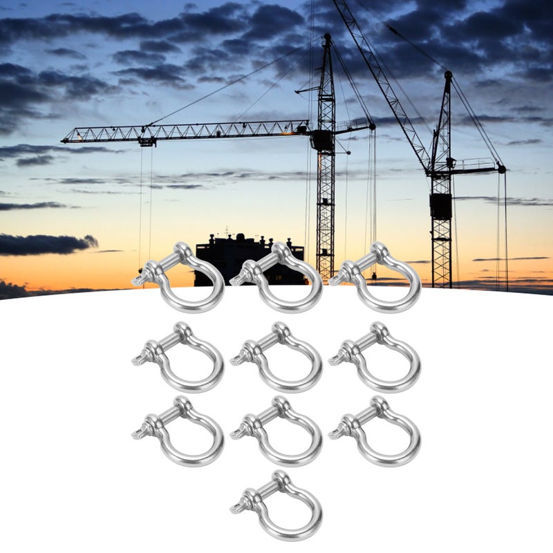 10Pcs Bow Shackle D Anchor Load Stainless Steel UShape for Camping Hiking Climbing M5 - Image 3
