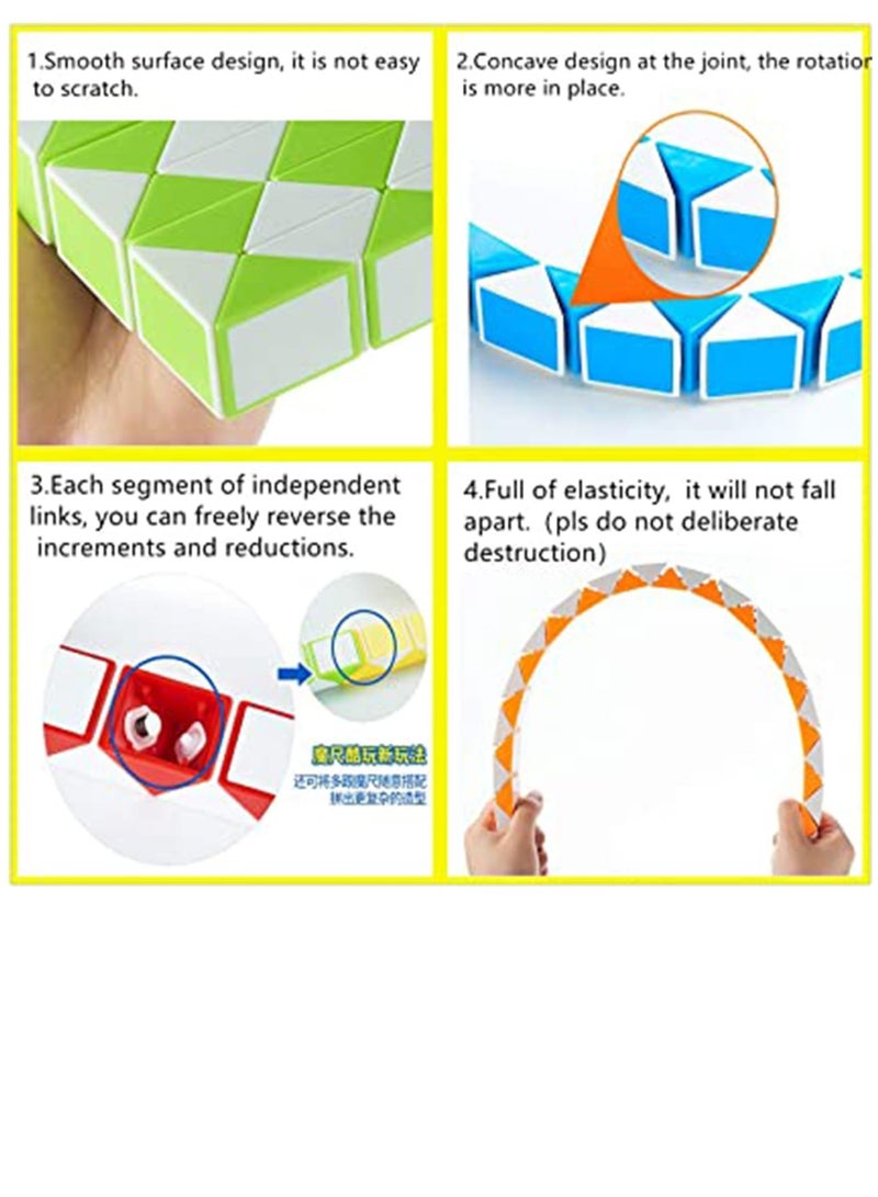 Zikra Magic Snake Cube, 12 Pack 24 Blocks Party Bag Fillers for Kids, 3D Twist Puzzle Toys forParty Supplies, Kids Intelligence Development - Image 4