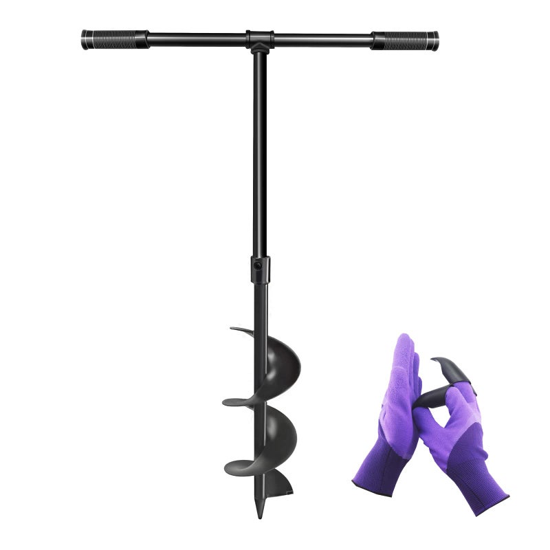 LONGRUN Manual Garden Hole Digging Drill Bit Hand Drill Auger Post Hole Digger for Planting Spiral Drill Planter for Bulb Flower Tree Seedlings Bedding Plants Umbrella Fence Holes6x 38