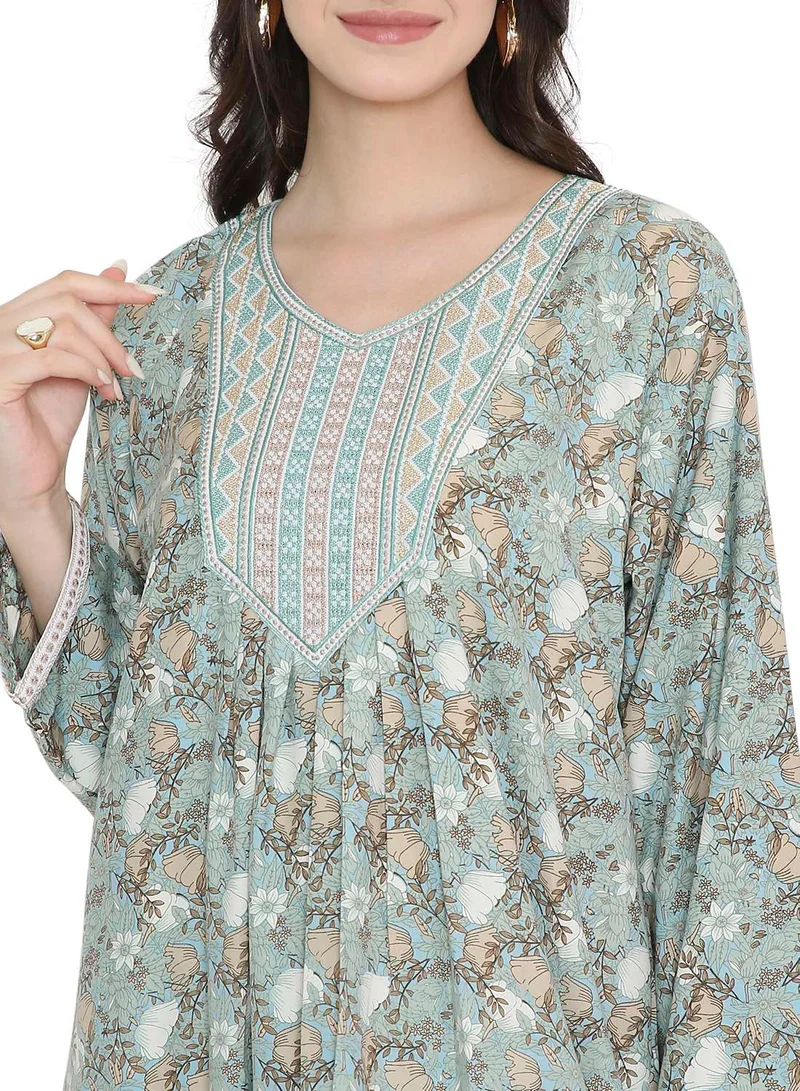 HANA & SARA Full Sleeves Long Printed Arabic Kaftan Jalabiya Dresses