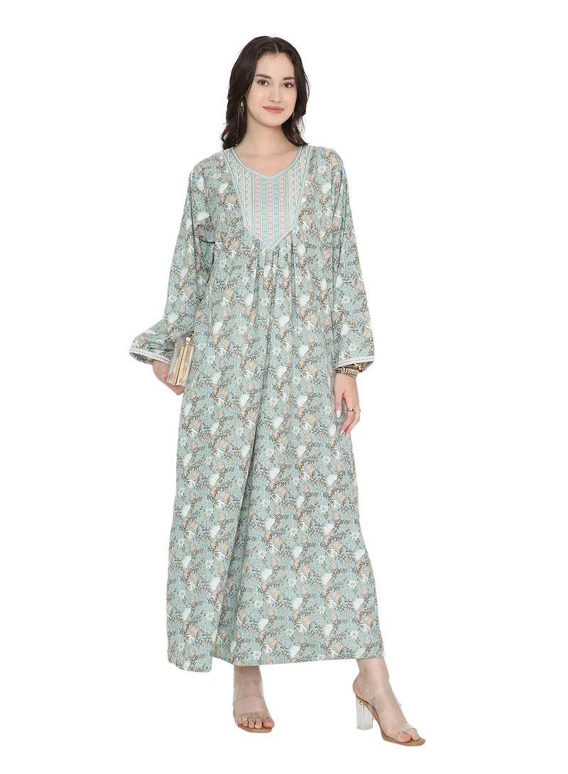 HANA & SARA Full Sleeves Long Printed Arabic Kaftan Jalabiya Dresses