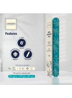 Onsen Secret Japanese Nail File Professional 6Pack Nail Files Double Sided Natural & Acrylic Nail Filers 120/180 Grit Disposable Salon Smooth Travel Best Nail File For Shiny Nails (6 Counts)  - Image 5