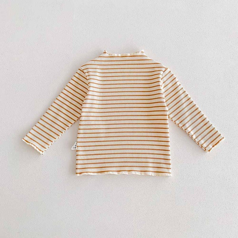 Baby Girl'S Base Shirt Semi-High Collar Inner Girls' Western Style Floral T-Shirt Long Sleeve Baby Warm Top - Image 1