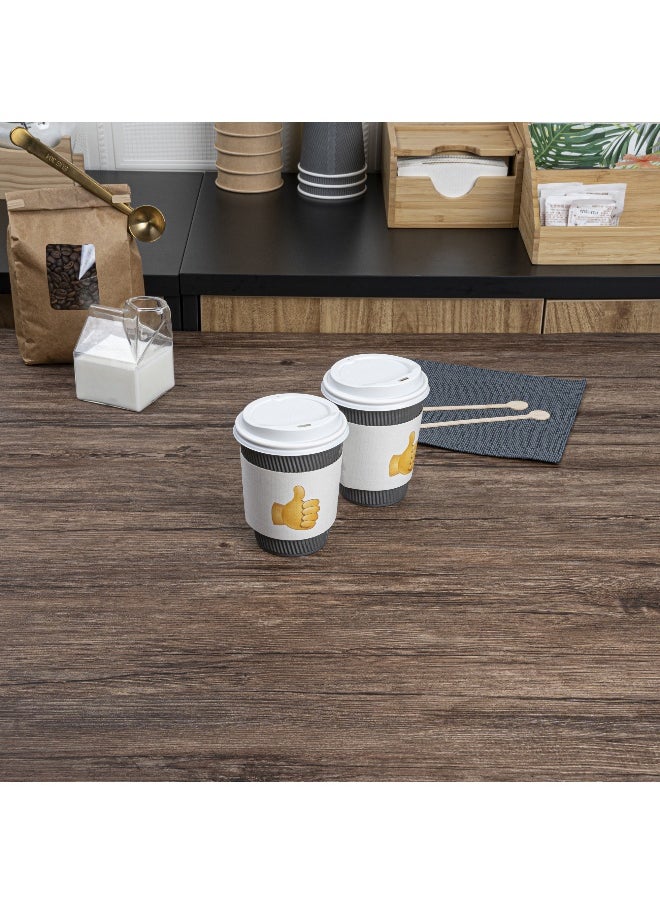 Restaurantware SLEEVES ONLY: Restpresso 5.1 x 2.8 Inch Coffee Cup Sleeves, 1000 Corrugated Hot Cup Sleeves - Thumbs-Up Emoji, Heat-Tolerant, White Paper Disposable Coffee Sleeves, Secure Grip  - Image 5