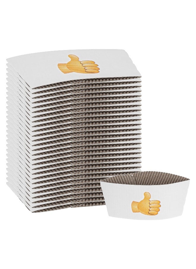 Restaurantware SLEEVES ONLY: Restpresso 5.1 x 2.8 Inch Coffee Cup Sleeves, 1000 Corrugated Hot Cup Sleeves - Thumbs-Up Emoji, Heat-Tolerant, White Paper Disposable Coffee Sleeves, Secure Grip  - Image 2