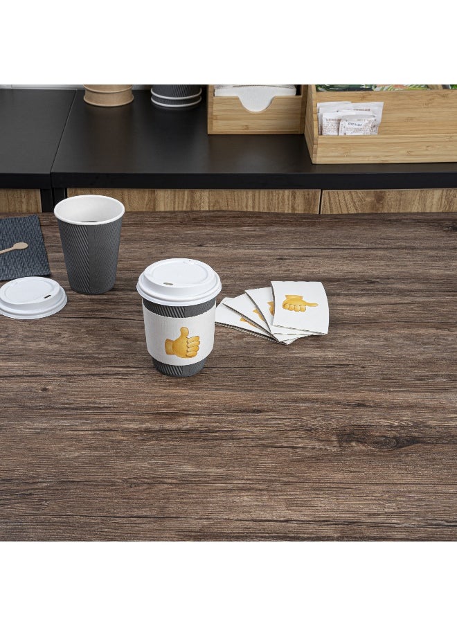 Restaurantware SLEEVES ONLY: Restpresso 5.1 x 2.8 Inch Coffee Cup Sleeves, 1000 Corrugated Hot Cup Sleeves - Thumbs-Up Emoji, Heat-Tolerant, White Paper Disposable Coffee Sleeves, Secure Grip  - Image 4