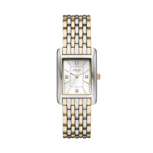 Folio Women's Rectangular Silver and Gold Two-Tone Bracelet Watch (Model: FMDFL1040) - Image 1