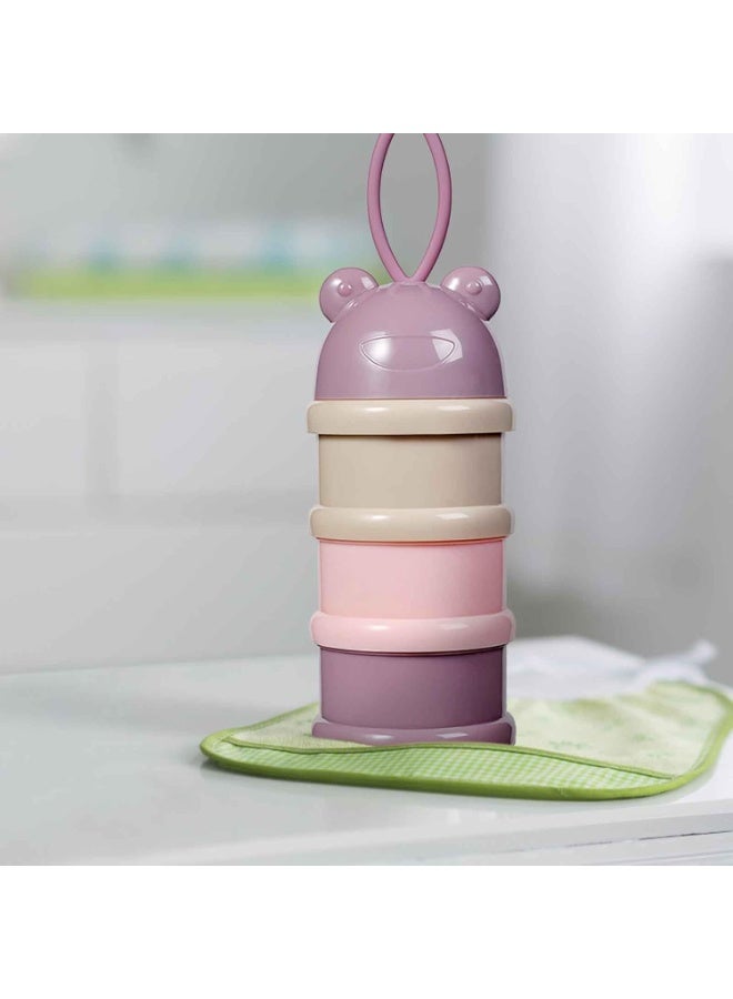 Portable Baby Food Storage Container with Cute Frog Design, 3-Layer Stackable Milk Powder and Dry Food Dispenser, Leak-Proof Multi-Compartment Travel Storage Box for Snacks and Formula, Easy Carry for Outdoor and Nursery Use – Pink - Image 3