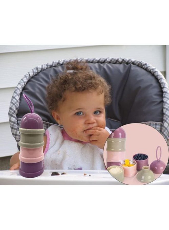 Portable Baby Food Storage Container with Cute Frog Design, 3-Layer Stackable Milk Powder and Dry Food Dispenser, Leak-Proof Multi-Compartment Travel Storage Box for Snacks and Formula, Easy Carry for Outdoor and Nursery Use – Pink - Image 2