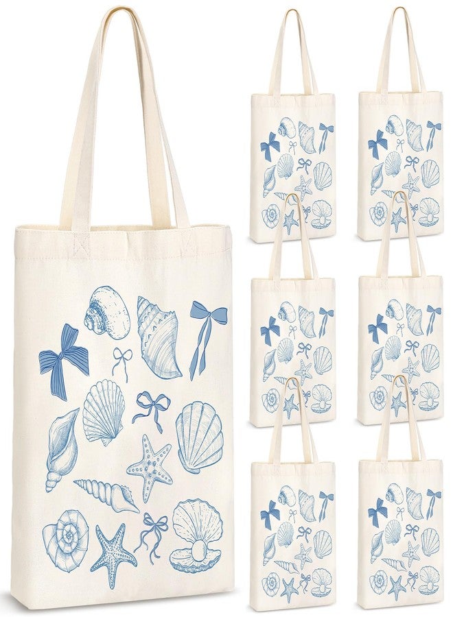Sunnymove 6 Pcs Blue Bow Seashell Gift Bags Coastal Party Favor Bags Summer Beach Tote for Coast Bachelorette Birthday - Image 1