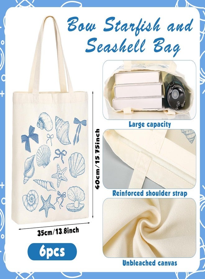 Sunnymove 6 Pcs Blue Bow Seashell Gift Bags Coastal Party Favor Bags Summer Beach Tote for Coast Bachelorette Birthday - Image 3