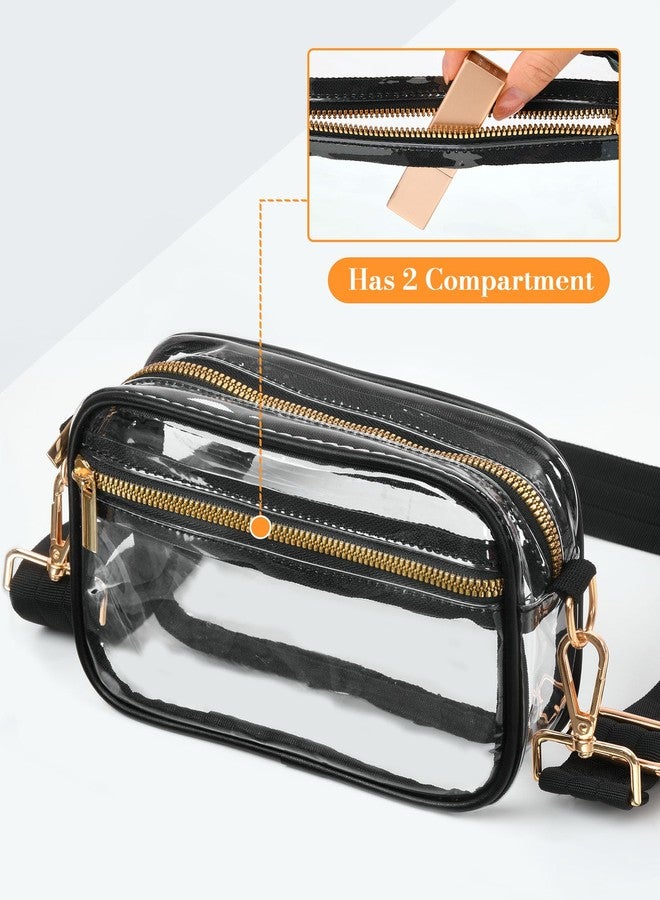 FANGSUN Clear Crossbody Bag Stadium Approved, Clear Purse for Women, Transparent Shoulder Messenger Handbag for Concert Sport, Black - Image 5