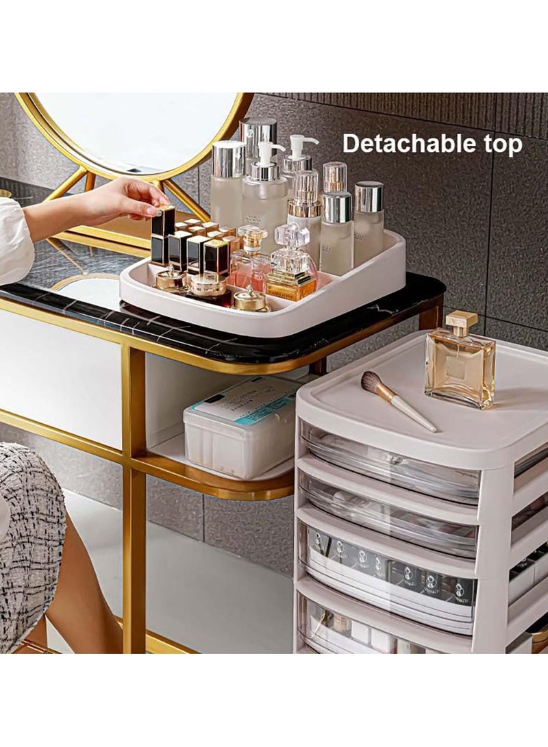 TAPIT Floor Makeup Organizer with Detachable Storage Compartments Cosmetic Organizer Box with Wheels Cosmetic Display Case with Drawers for Dresser Bathroom Vanity & Countertop (A) - Image 3