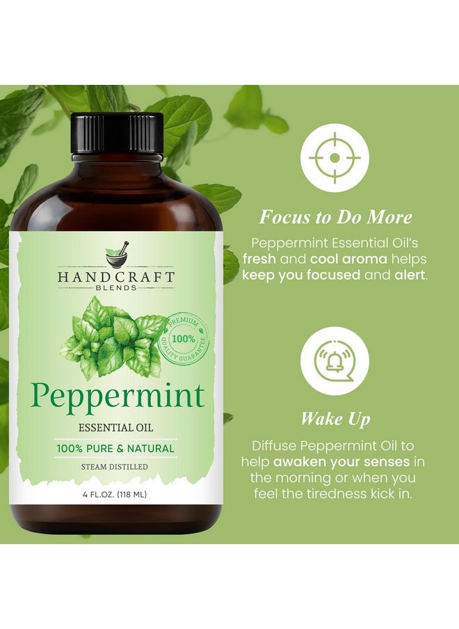 Handcraft Blends Peppermint Essential Oil - Huge 4 Fl Oz - 100% Pure and Natural - Premium Grade with Glass Dropper - pzsku/Z0AAB20A1DFCC04F64253Z/45/_/1736426469/1f788426-1da0-4ba9-884a-eec3949d48eb