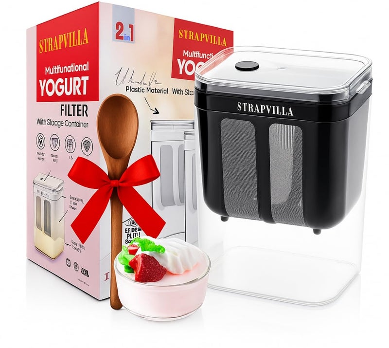 STRAPVILLA Hung Curd Maker | 1400ml Large Capacity | Greek Yogurt Filter Strainer | Fine 304 S.S. Mesh Strainer with Lid | Durable Food Grade & Curd Maker for Home | Creamy Thick Yogurt - Image 1