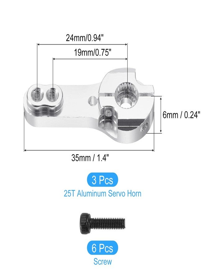 MECCANIXITY 3 Pcs Aluminum Alloy 25T Steering Servo Arm Horn for DIY RC Car/Boat/Airplane Boat Accessories, Silver - Image 2