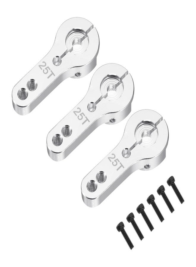 MECCANIXITY 3 Pcs Aluminum Alloy 25T Steering Servo Arm Horn for DIY RC Car/Boat/Airplane Boat Accessories, Silver - Image 1