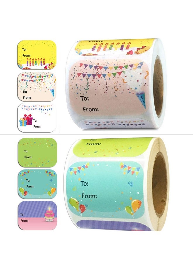 wootile Happy Birthday Present Stickers 1.5 X 2 Inch Happy Birthday To From Gift Labels 300 Pcs Happy Birthday Stickers For Birthday Party Favorsbaby Showerchristmas Festival Holiday Presents 6 Designs  - Image 1