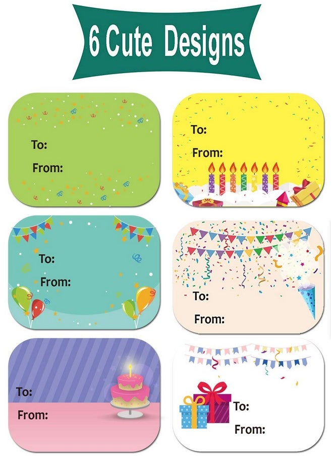 wootile Happy Birthday Present Stickers 1.5 X 2 Inch Happy Birthday To From Gift Labels 300 Pcs Happy Birthday Stickers For Birthday Party Favorsbaby Showerchristmas Festival Holiday Presents 6 Designs  - Image 3