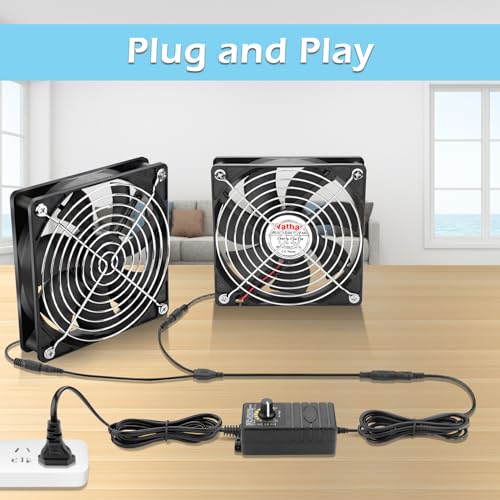 Wathai 120mm Muffin Fan Dual Ball with AC 110v - 240V Speed Control High Performance for Doorways, Wood Stoves, Fireplaces 2 Pack - Image 3