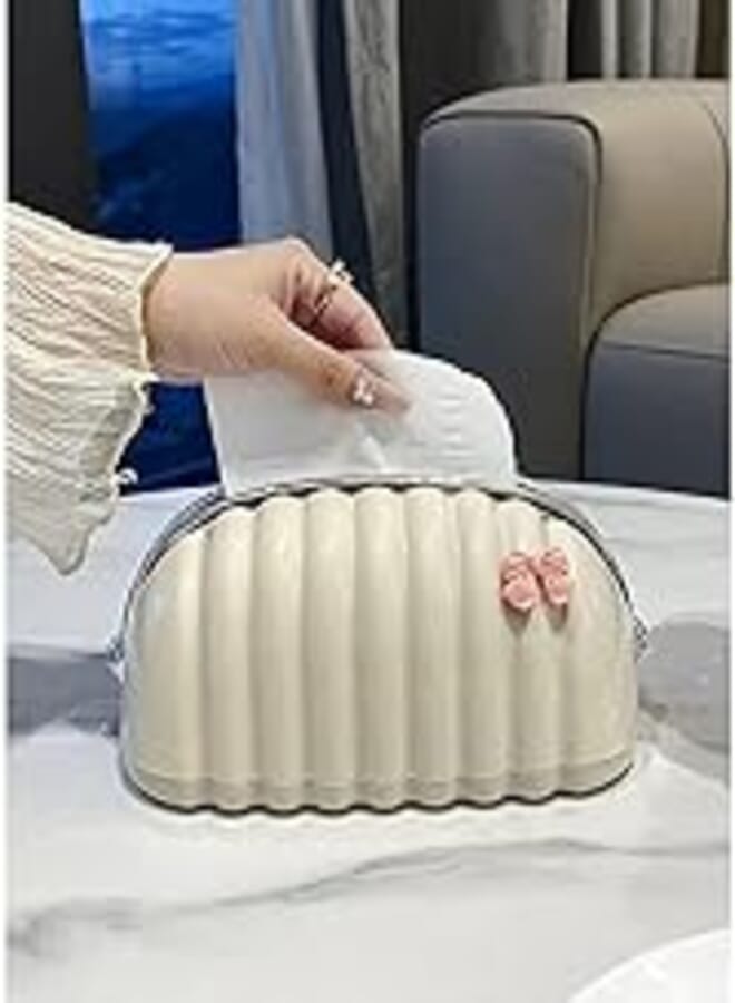 Chic Tissue Box Handbag Tissue Dispenser Perfect for Salon and Office, Comes with Premium Acrylic Tissue and Decoration, Zipper for Easy Use.