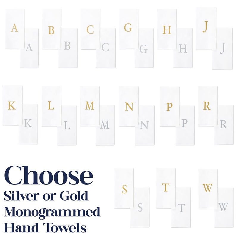 AH AMERICAN HOMESTEA AMERICAN HOMESTEAD Disposable Hand Towels - Silver Monogrammed Guest Napkins - Linen-Like Bathroom Paper Towels for Guests - Perfect Wedding and Party Napkins - 25 Count (Silver J)  - Image 2