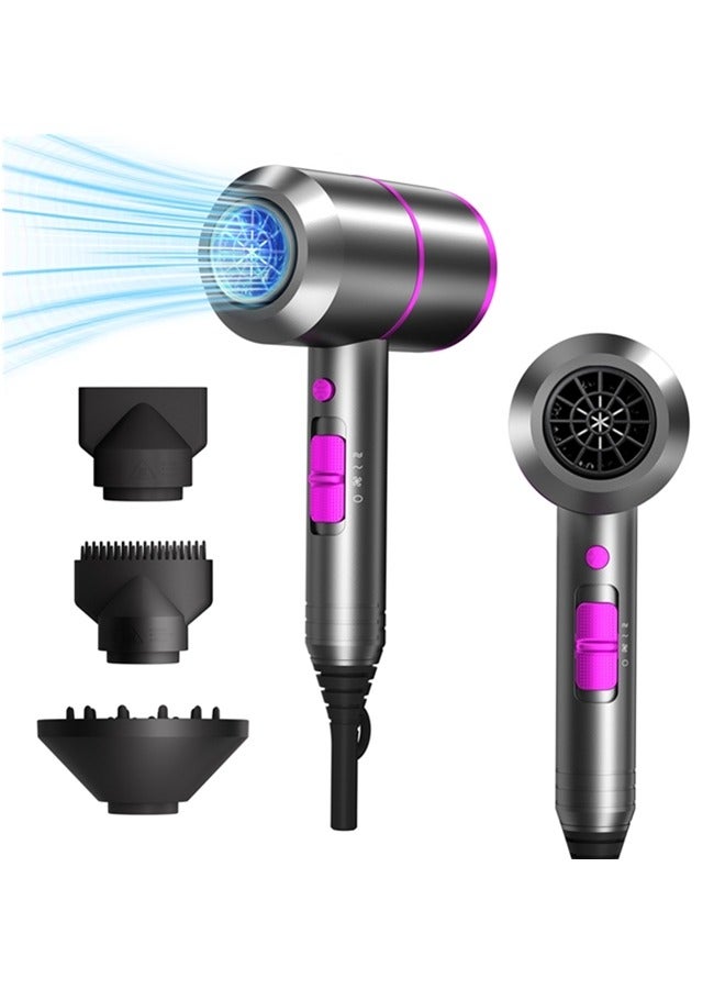 Beauenty Professional Hair Dryer with Diffuser,Powerful 1800W Blow Dryer for Curly Hair,Low Noise Mini Hair Dryer for Home Salon Travel,3 Heat Settings & Cool Button - Image 1