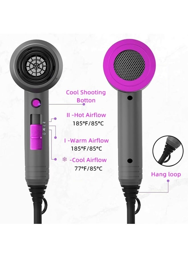 Beauenty Professional Hair Dryer with Diffuser,Powerful 1800W Blow Dryer for Curly Hair,Low Noise Mini Hair Dryer for Home Salon Travel,3 Heat Settings & Cool Button - Image 4