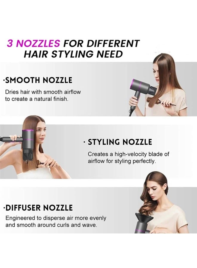 Beauenty Professional Hair Dryer with Diffuser,Powerful 1800W Blow Dryer for Curly Hair,Low Noise Mini Hair Dryer for Home Salon Travel,3 Heat Settings & Cool Button - Image 5