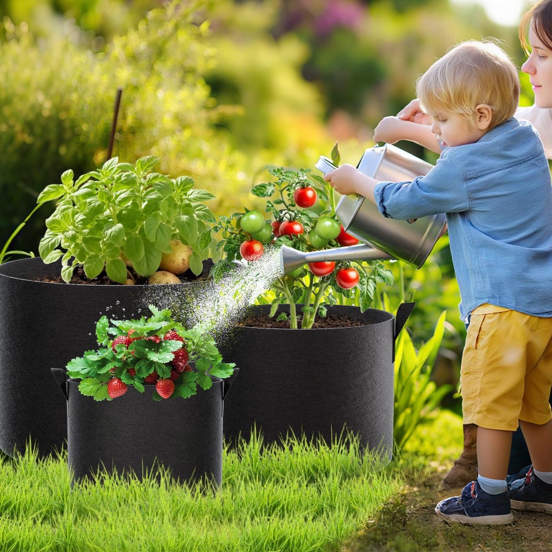 FEED GARDEN 5 Gallon Grow Bags 8 Pack â€“ 300G Thickened Fabric Plant Pots with Reinforced Handles, Breathable Drainage Planters for Vegetables, Flowers & Herbs Indoor Outdoor - Image 5