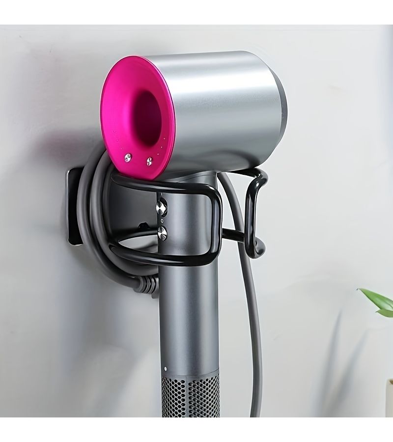 Rural Iron Hair Dryer Holder Wall Mounted Bathroom Storage Rack Hole Free - Image 2