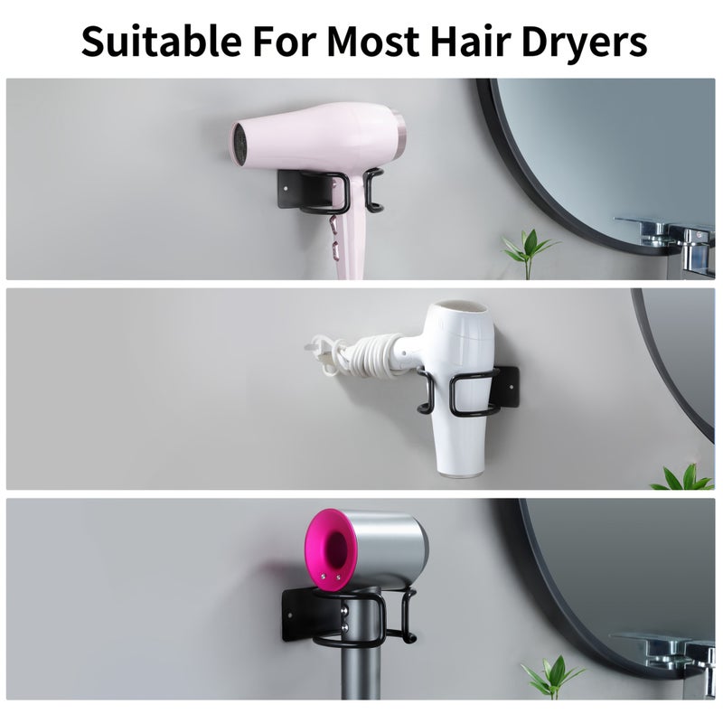 Rural Iron Hair Dryer Holder Wall Mounted Bathroom Storage Rack Hole Free - Image 5