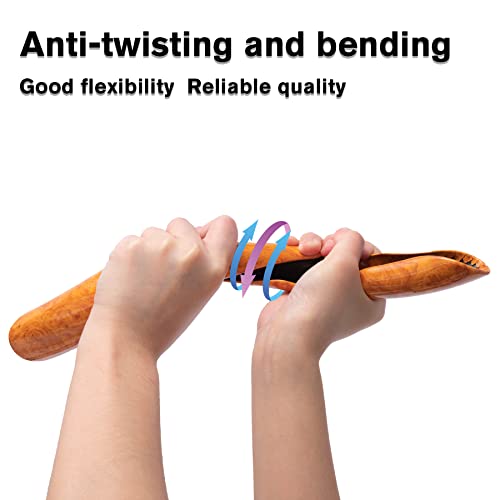 amiss غطاء عجلة القيادة من أميش بتصميم خشبي، ملحقات داخلية للسيارة، 2 قطعة واقي عجلة قيادة مقسم، واقي غطاء عجلة سيارة عالمي 99% (أصفر) - Image 3