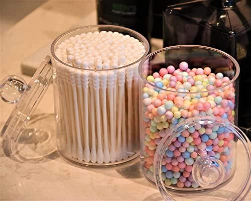 DAOME حامل تخزين أعواد القطن DAOME أكريليك، حامل كرات القطن الشفاف، صندوق تخزين لأعواد القطن/سماعات الأذن، صندوق تخزين مستحضرات التجميل للنساء مع غطاء - 4 عبوات - Image 5