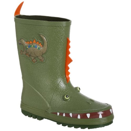 Kidorable Dinosaur Rain Boots, Green, Natural Rubber with Dinosaur Tail Pull On Heel Tab, Size 6 M, Little Kids (US Sizing) - Image 2