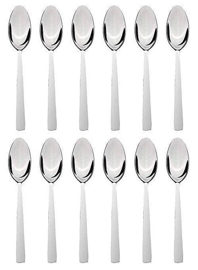 SES-LEE RM Stainless Steel Table Spoon Tea with Proper Edge , Coffee, Sugar, Condiments and Spices - Set of 12 - Silver - Image 1