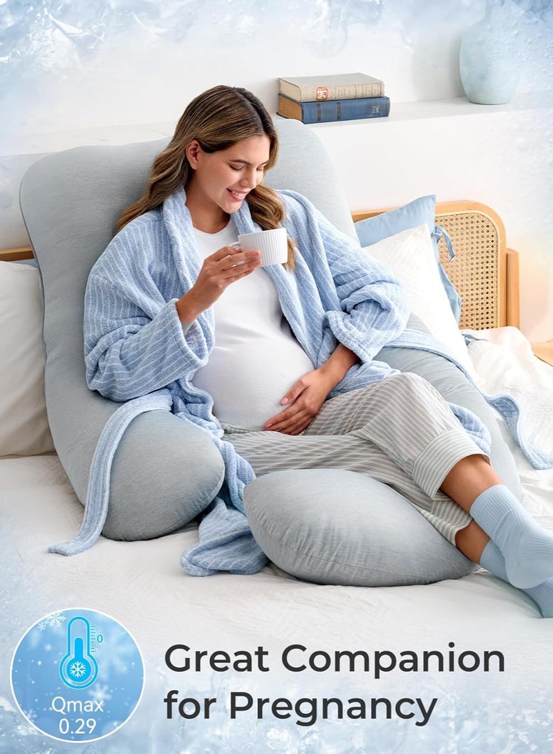 Momcozy Pregnancy Pillows with Cooling Cover, U-Shaped Full Body Maternity Pillow for Side Sleepers 57 Inch - Support for Back, Hip, Belly, Legs for Pregnant Women  - Image 2