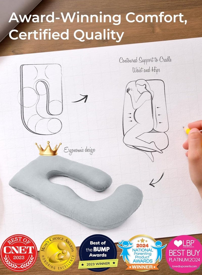 Momcozy Pregnancy Pillows with Cooling Cover, U-Shaped Full Body Maternity Pillow for Side Sleepers 57 Inch - Support for Back, Hip, Belly, Legs for Pregnant Women  - Image 5