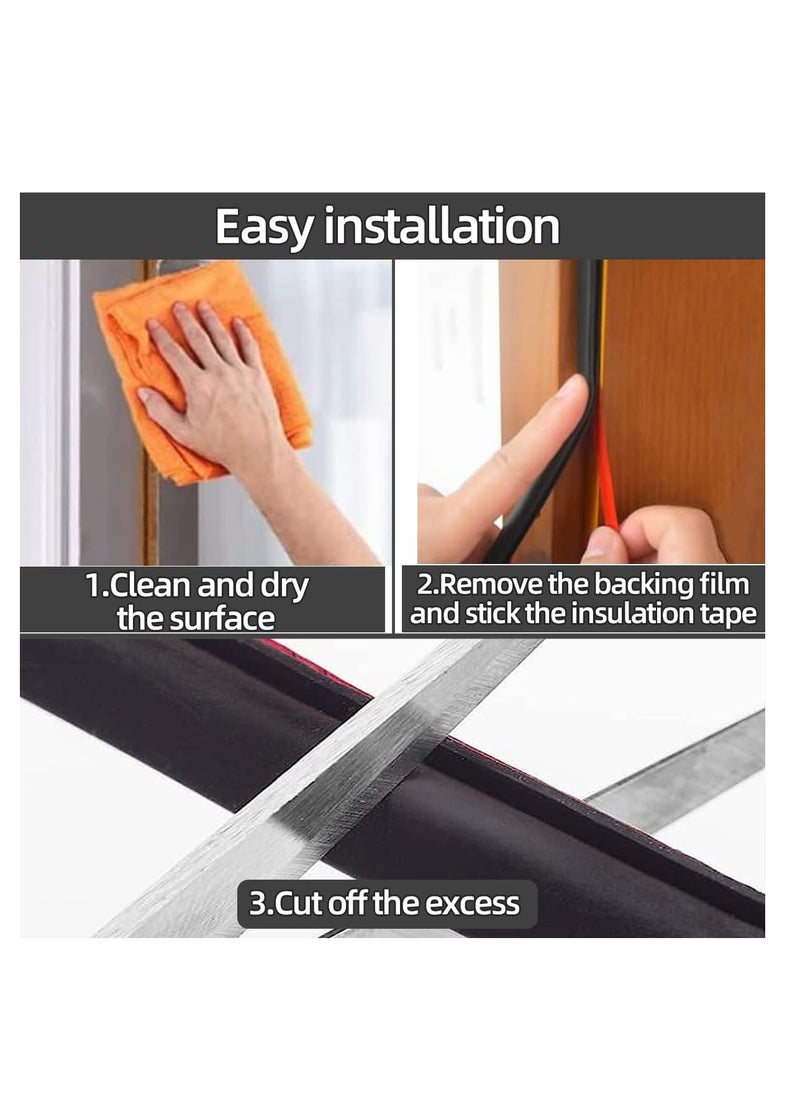 Y&D - Adhesive Door Sweep Weather Stripping Soundproof Rubber Bottom Seal with Wider Strong for Interior Exterior Doors Guard Against Drafts Dust Noise Animals (3M Black) - Image 1