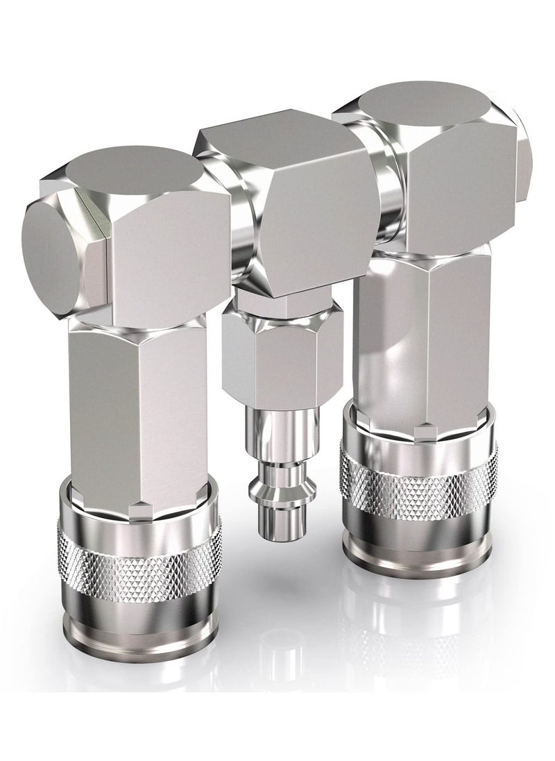 SYOSI Air Hose Connectors 2 Way Air Hose Splitter Fittings 1/4 in NPT Air Compressor Fittings High Pressure Resistance Air Manifold Swivel 360 Degrees Connectors Air Compressor Accessories  - Image 1