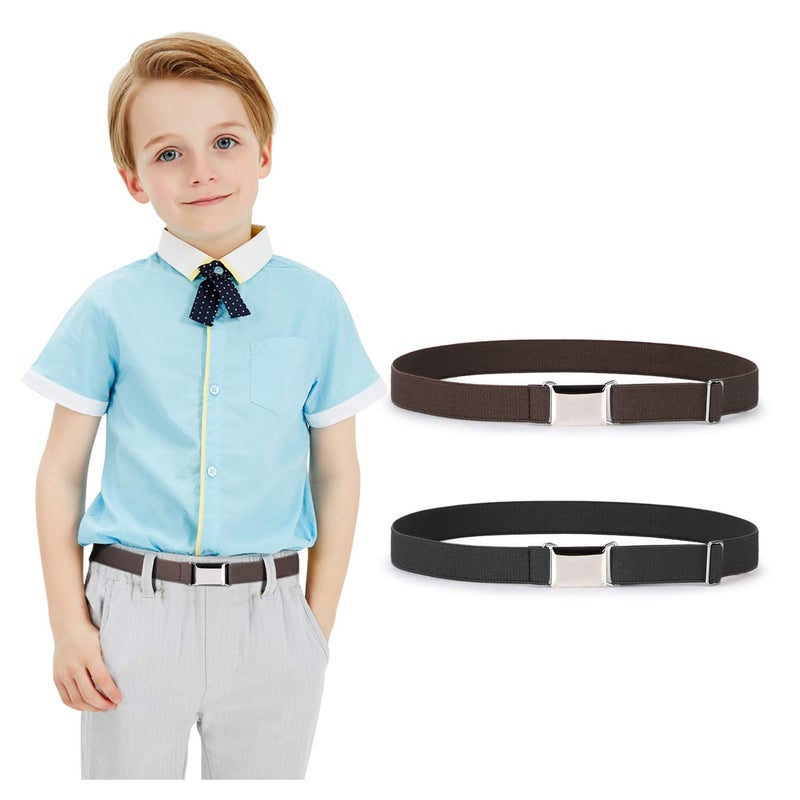 JASGOOD Kids Toddler Belt Elastic Stretch Adjustable Belt for Boys and Girls with Silver Square Buckle 2 Pack Back to School Gift - Image 4